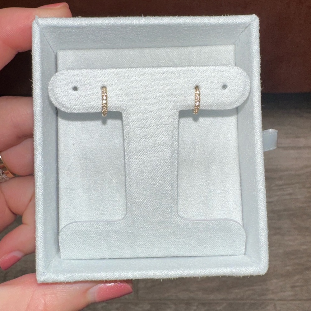 14K Yellow Gold Small Diamond Huggies